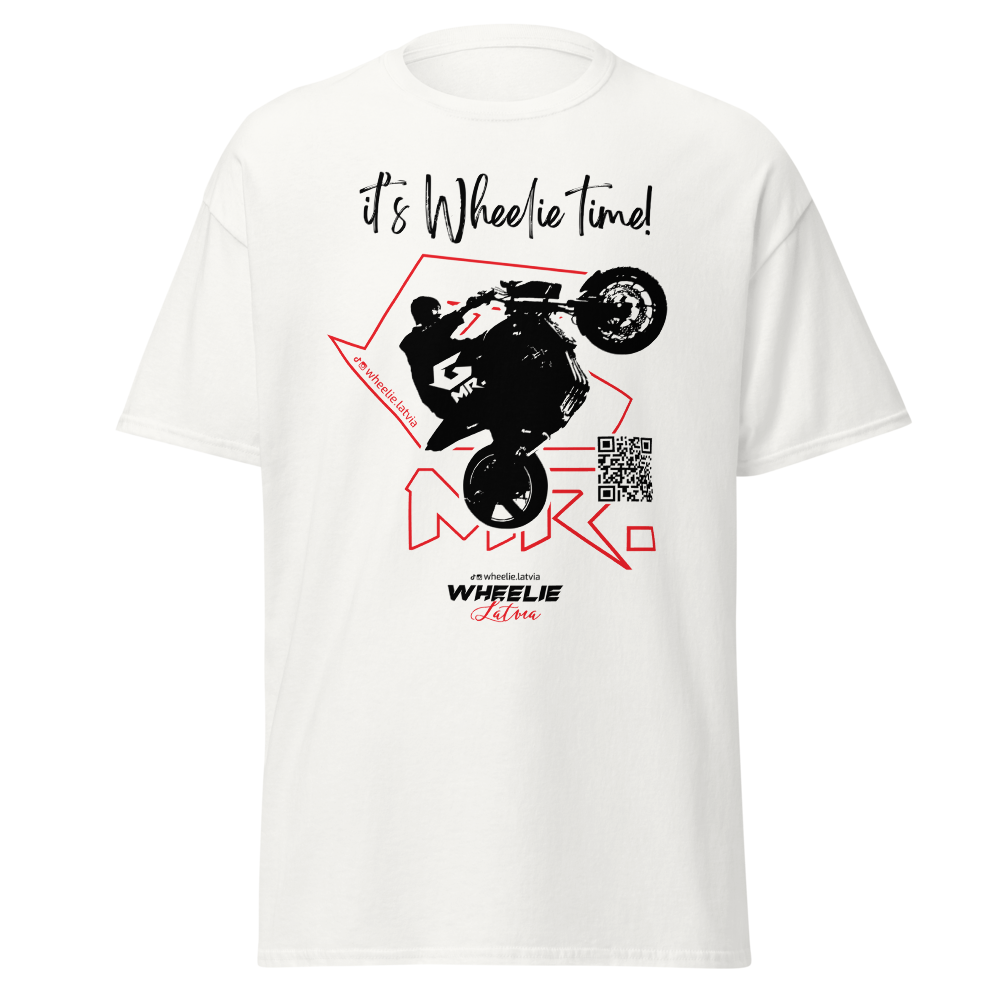White Unisex Wheelie T-Shirt