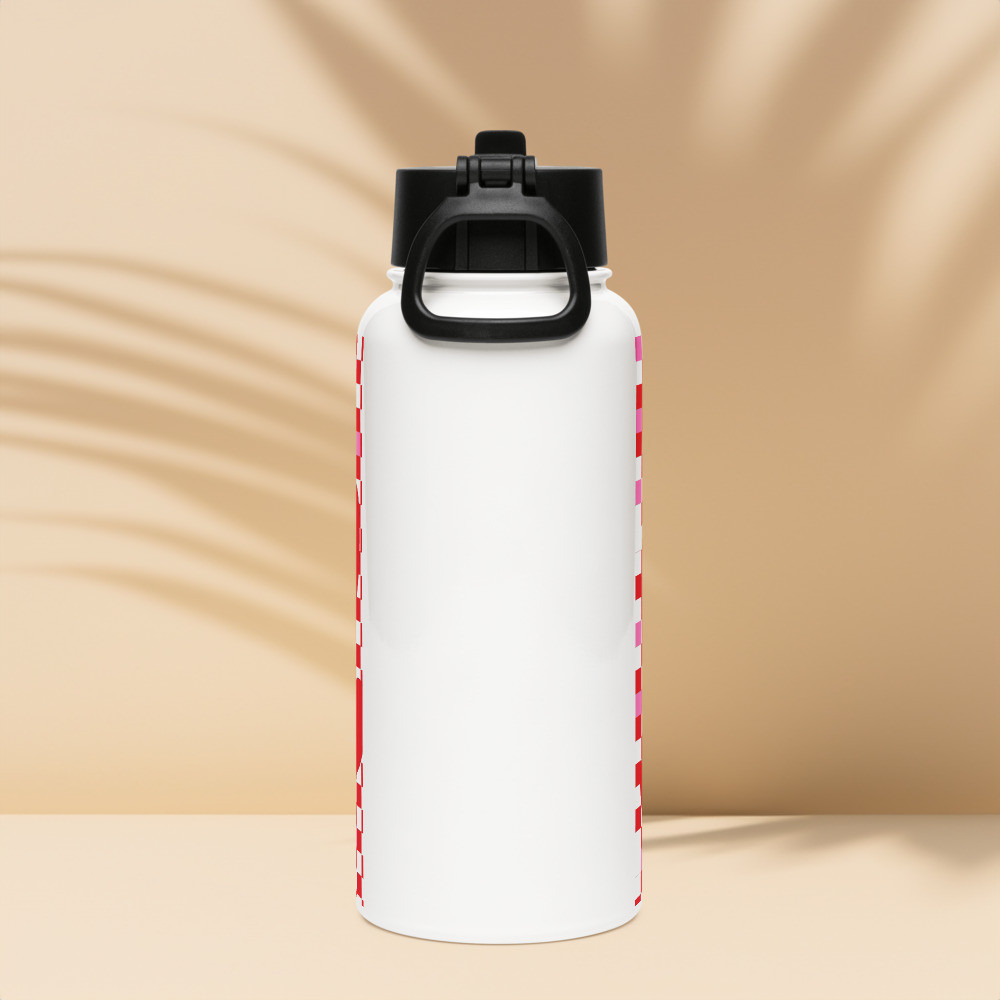 Valentine Stainless steel water bottle with a straw lid