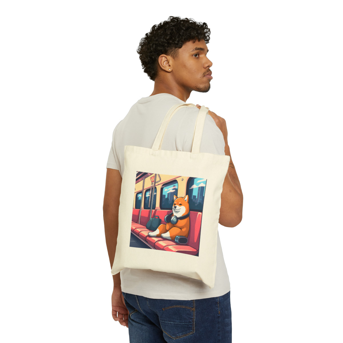 Urban Shiba "Shiro" Cotton Canvas Tote Bag