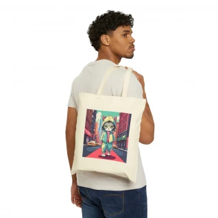 Urban Kitty "Luna" Cotton Canvas Tote Bag