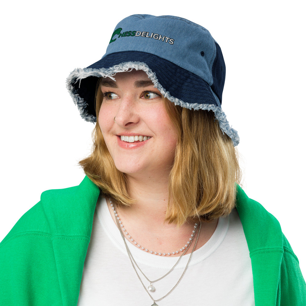 ChessDelights Distressed denim bucket hat