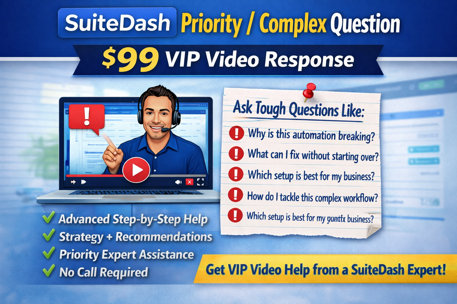 Suitedash Priority / Complex Question - VIP Video Response $99.00
