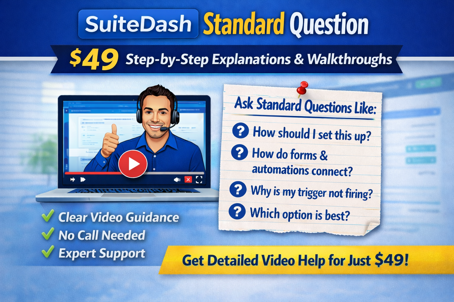Suitedash Standard Question - Detailed Video Response $49.00