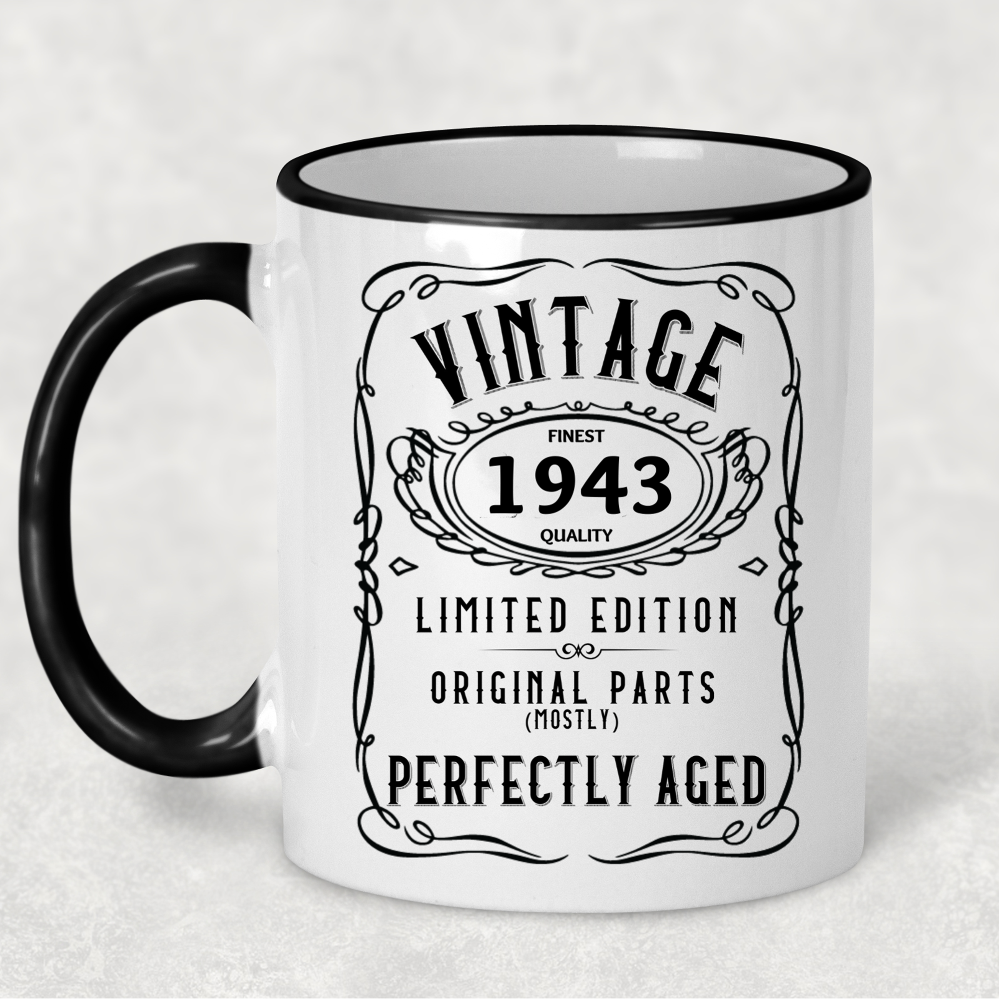 1943 Vintage Gift Landmark Birthday Gift Mug Limited Edition for Women or Men - "Perfectly Aged"  in 1943 - - - FREE SHIPPING!