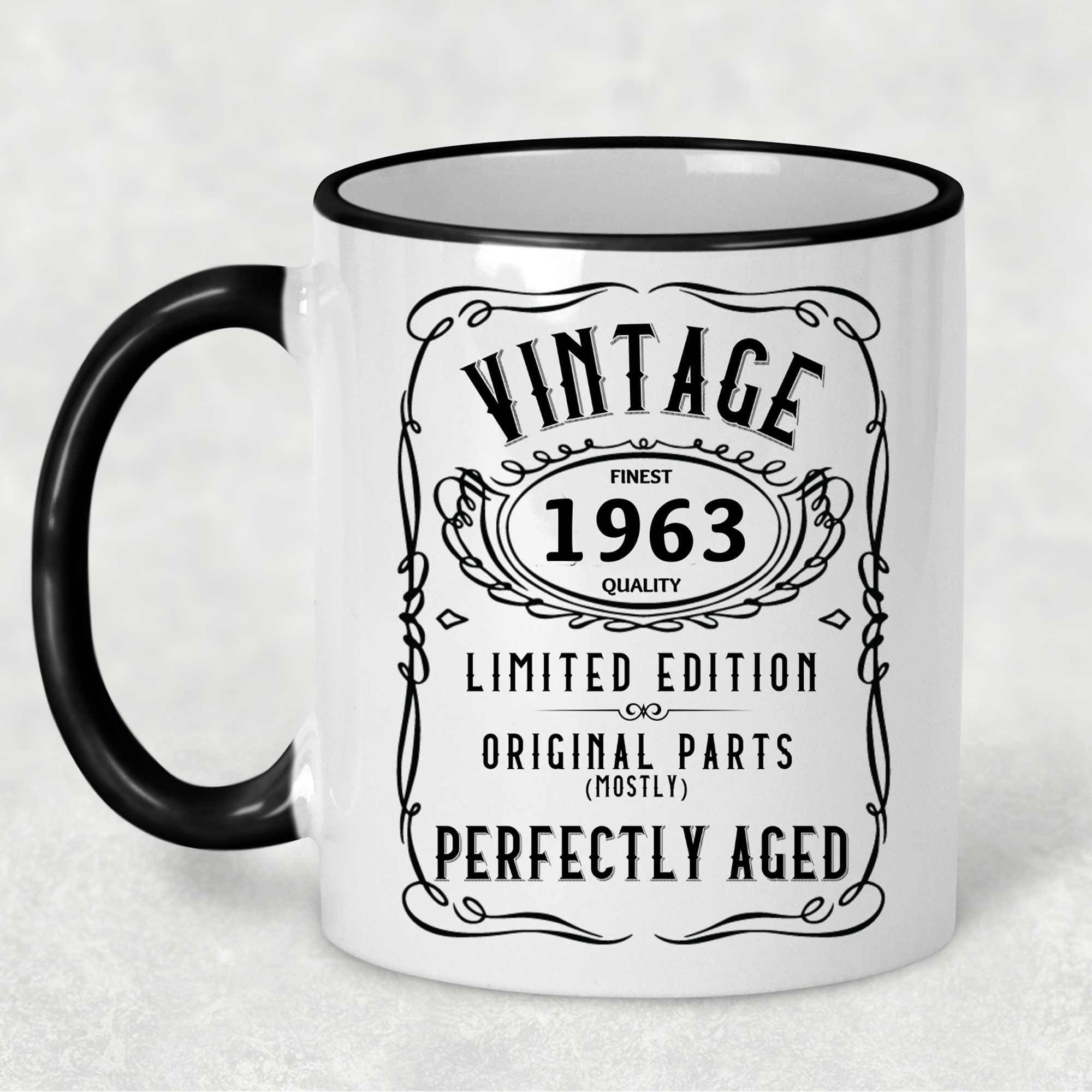 1963 Vintage Gift Landmark Birthday Gift Mug Limited Edition for Women or Men - "Perfectly Aged"  in 1963 - - - FREE SHIPPING!