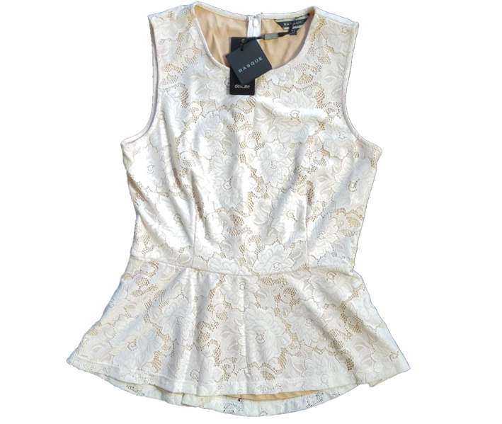 Basque Lace Peplum Top, Size 10