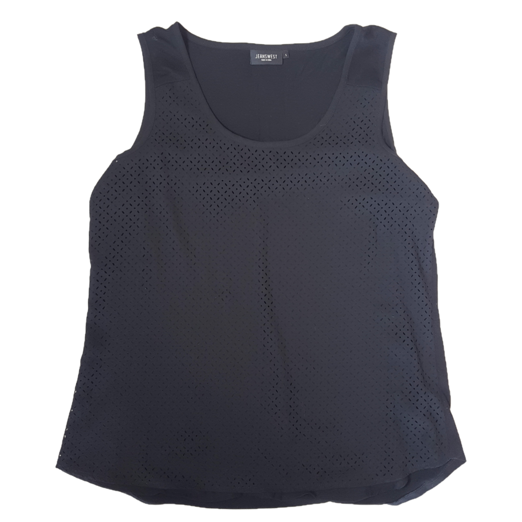 Jeans West Black Sleeveless Top, Size S