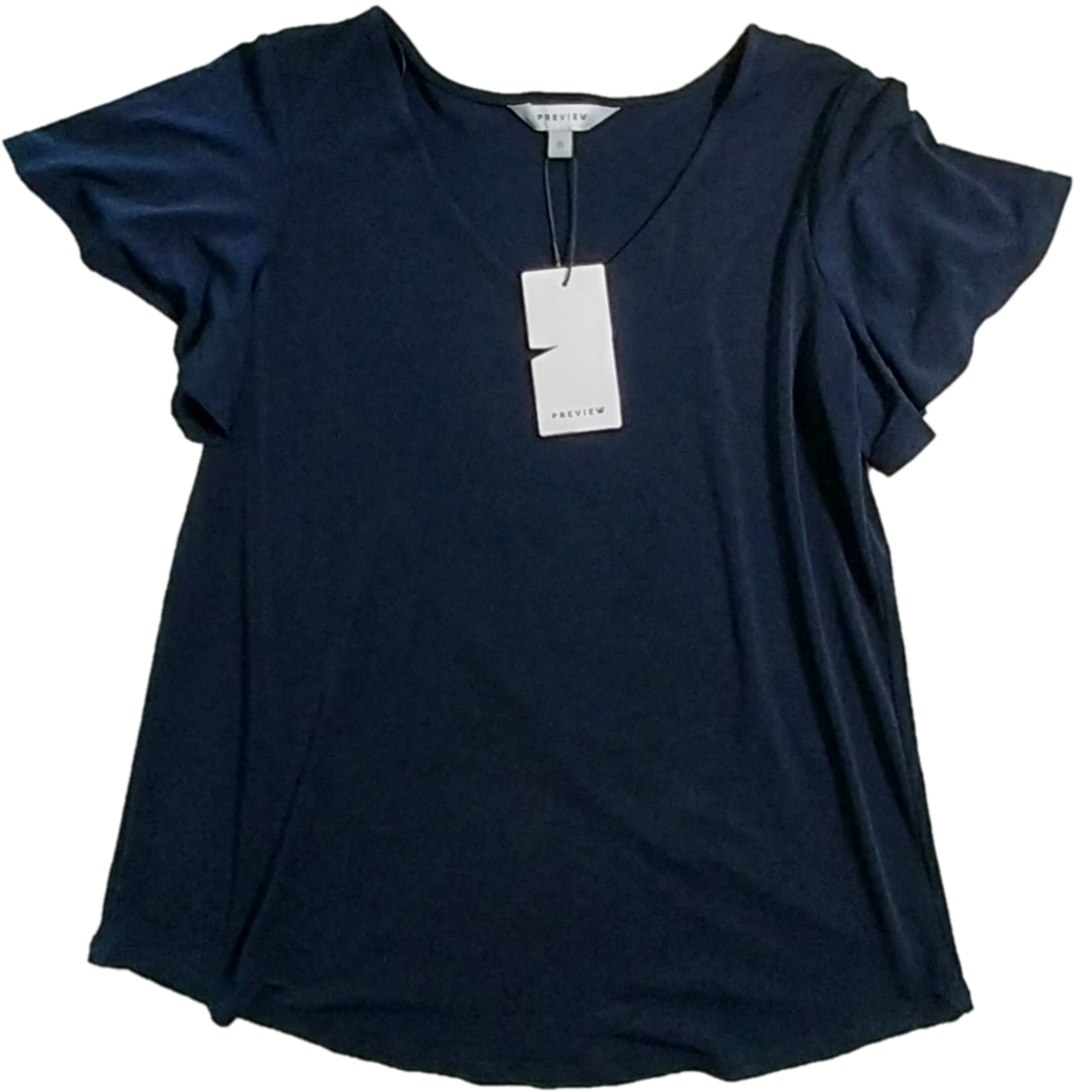 Preview Blue Flutter Sleeve Top, Size 8