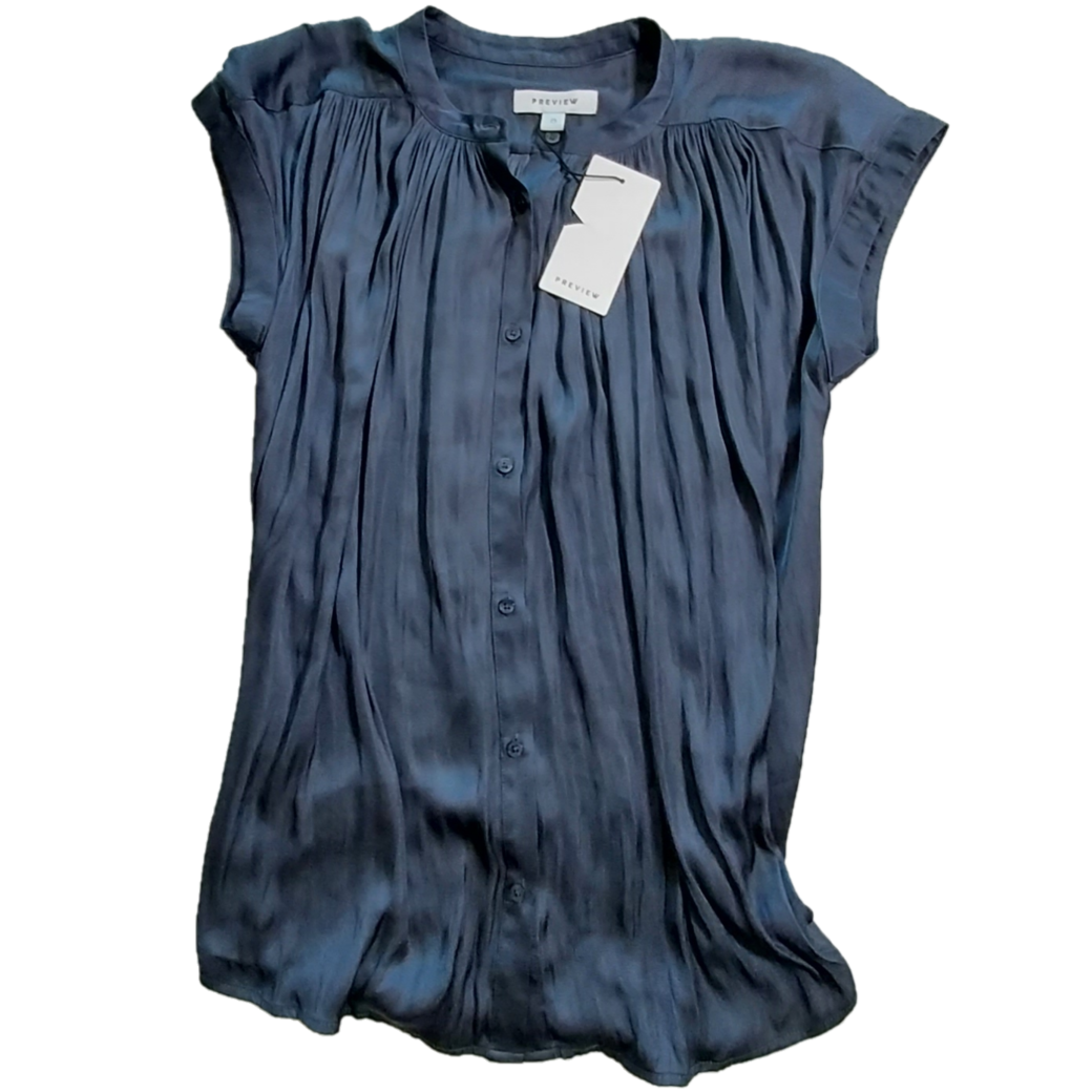 Preview Grey Yoke Pleat Blouse, Size 8