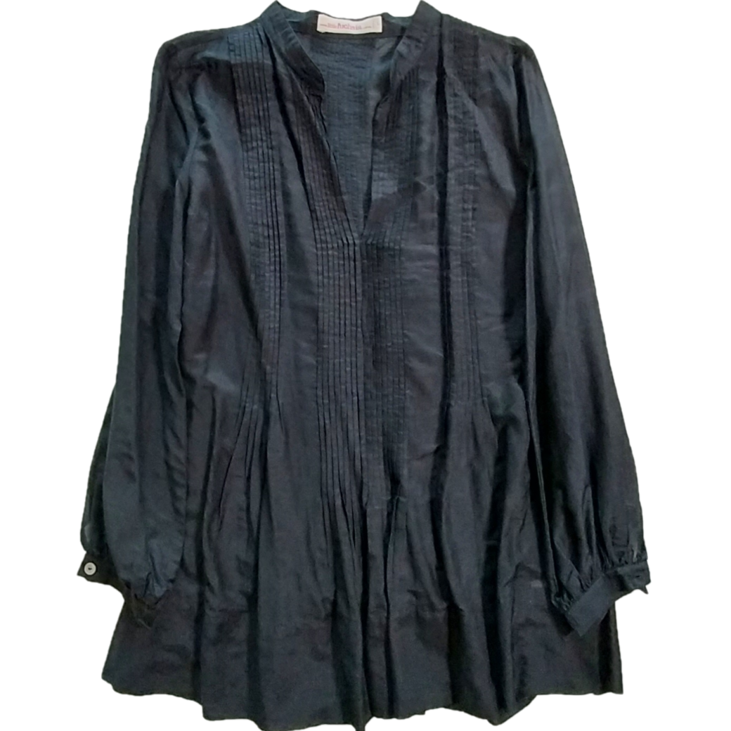 Little Fuschia Black Tunic Top, Size L