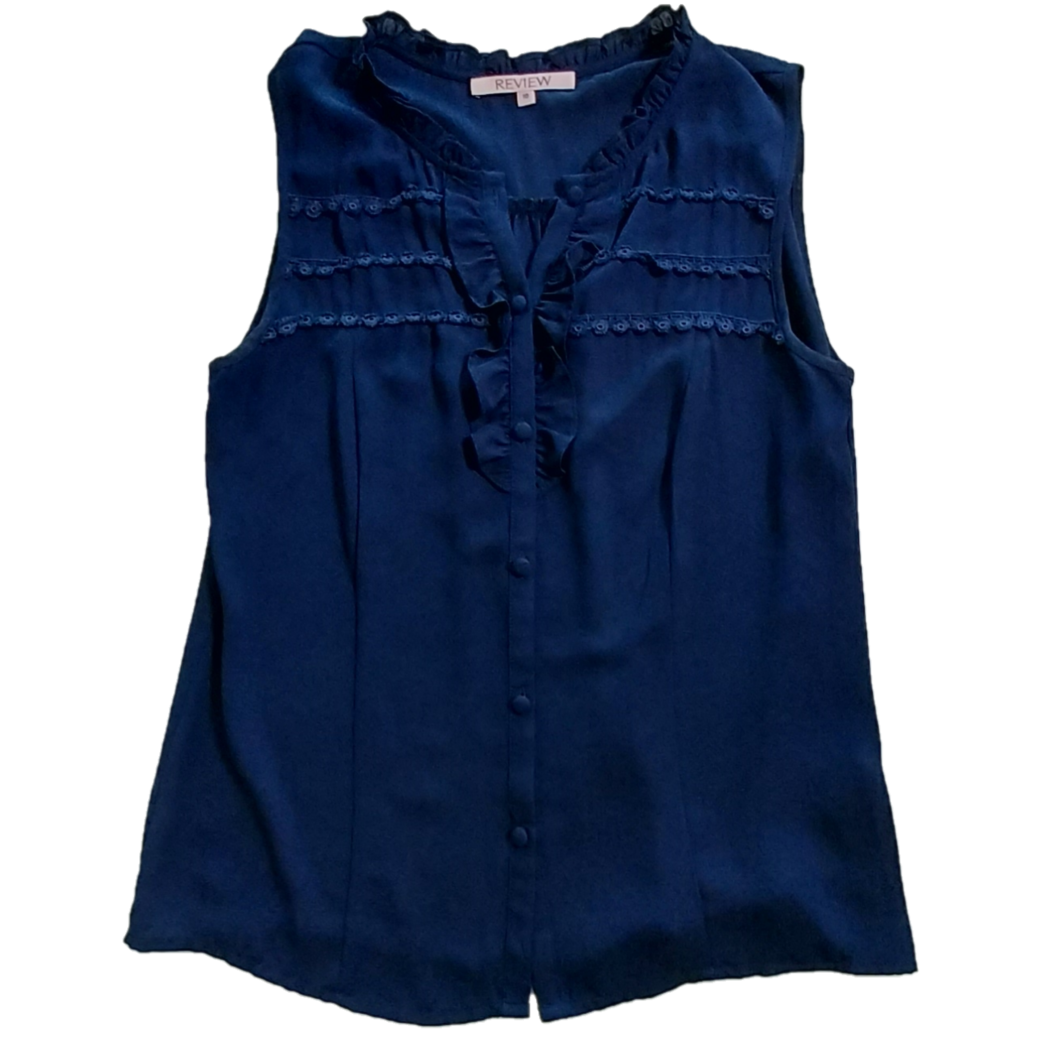 Review Blue Sleeveless Blouse, Size 10