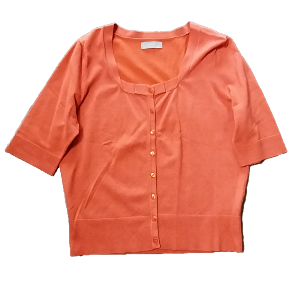 Jacqui E Orange Knit Top, Size L