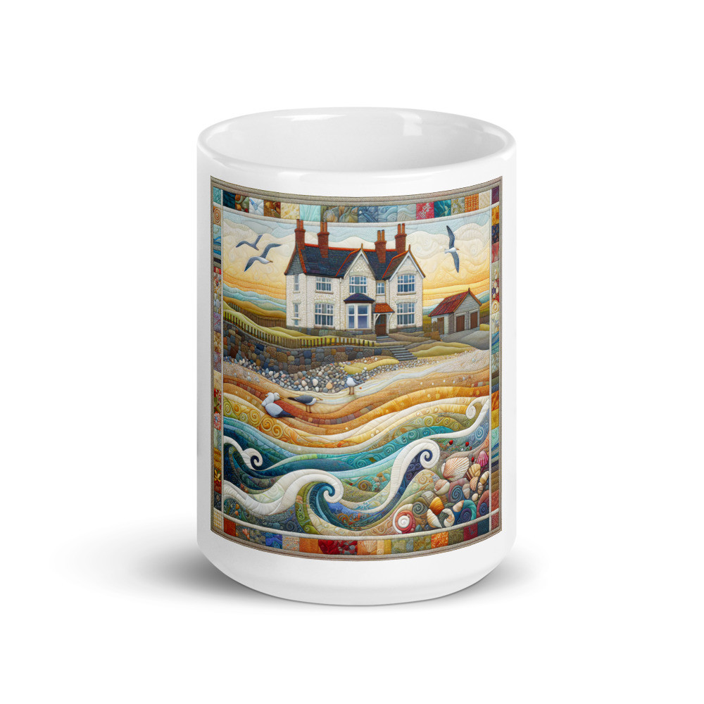 Seaside Serenity White glossy mug