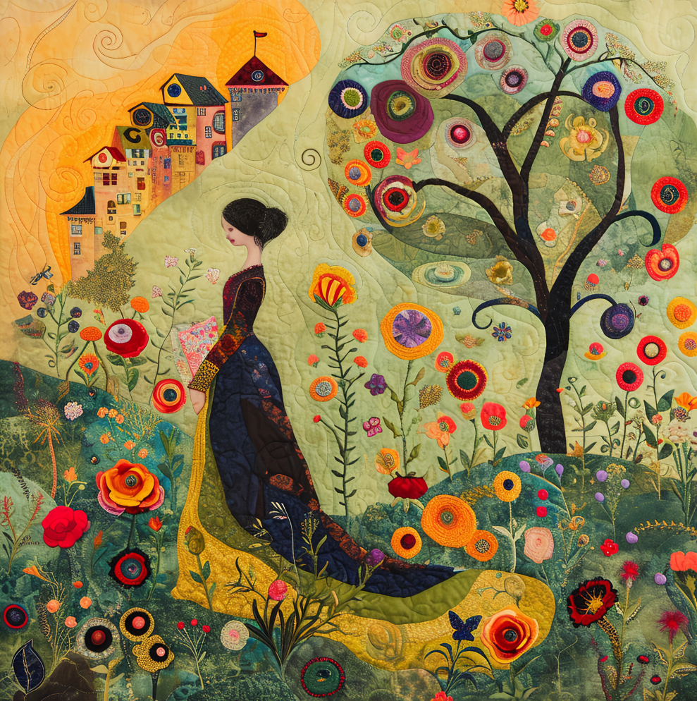 Woman in Flower Garden