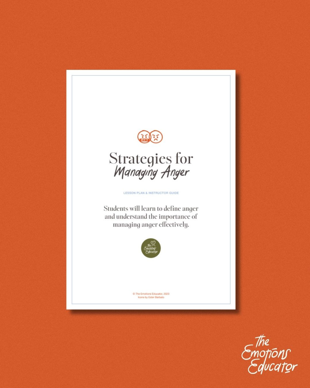 Unit 3 "Strategies for Managing Anger" Activity & Poster