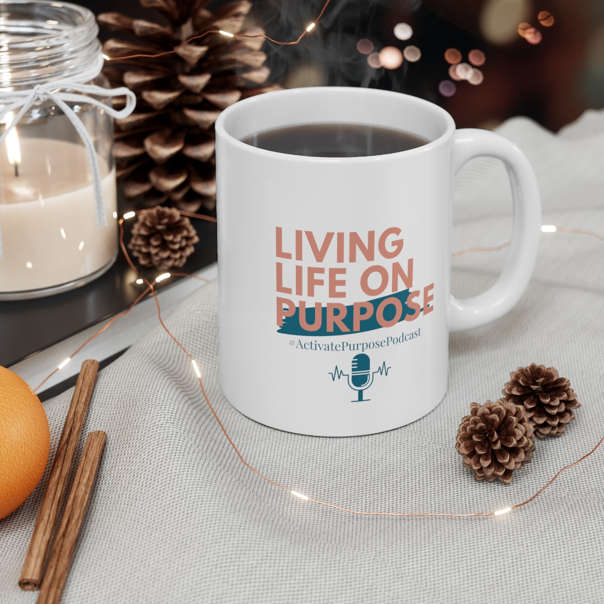 White AP Podcast Mug 11oz
