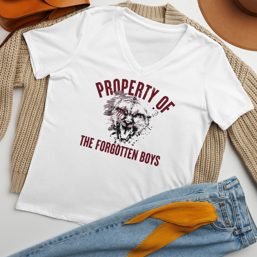 Property of The Forgotten Boys Women’s Relaxed V-Neck T-Shirt (White)