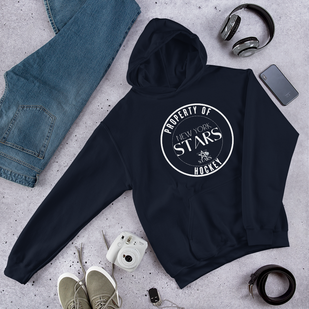 Property of NY Stars Unisex Hoodie (white logo on med-dark colors)