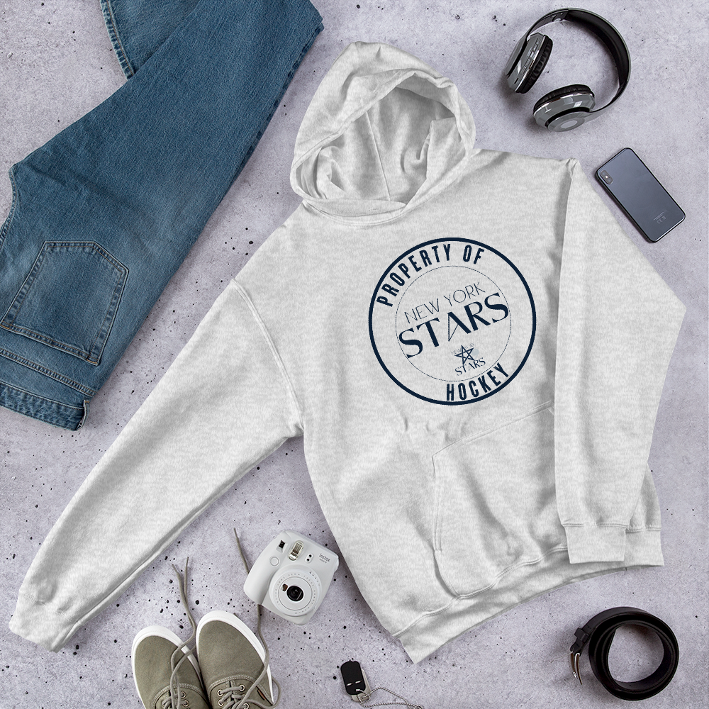 Property of NY Stars Unisex Hoodie (navy logo on light-med colors)
