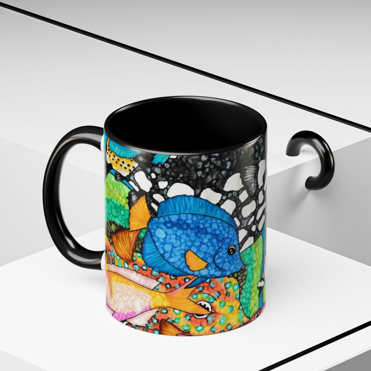 Tropical Fish I Accent Coffee Mug - 11oz / 15oz sizes - Vibrant Designs for Ocean Lovers