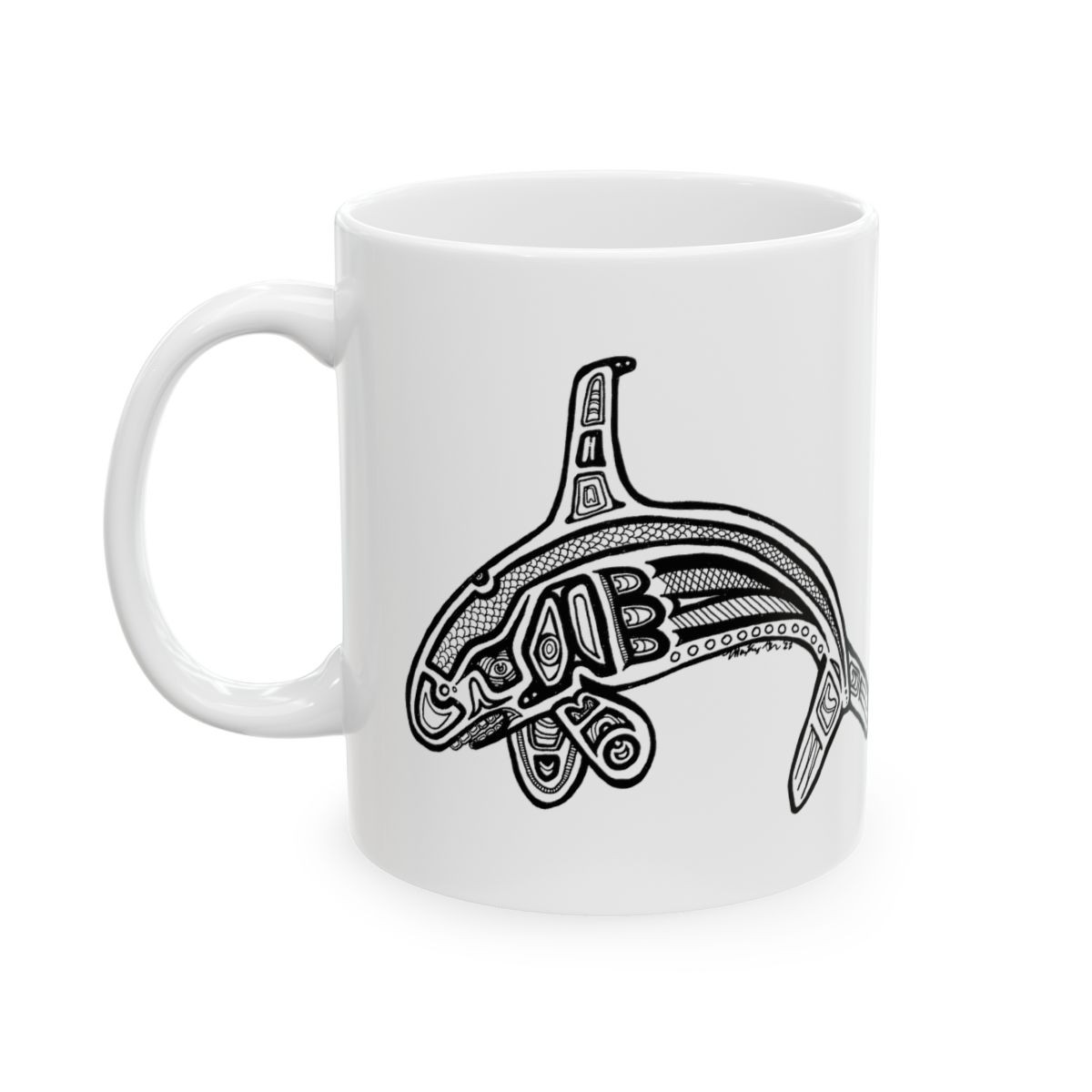 Pacific Northwest Orca Whale Line Art Ceramic Mug  - 11oz / 15oz sizes - Perfect for Nature Lovers and Gift Giving