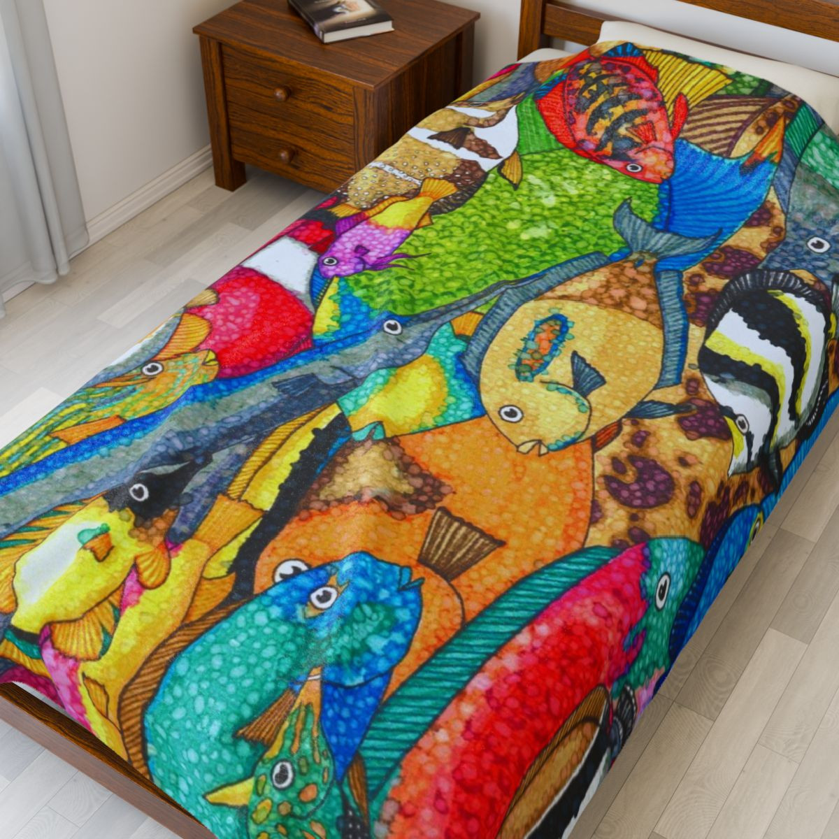 Tropical Fish II Velveteen Plush Blanket - 30x40", 50x60", 60x80" sizes - Cozy Home Decor for Ocean Lovers