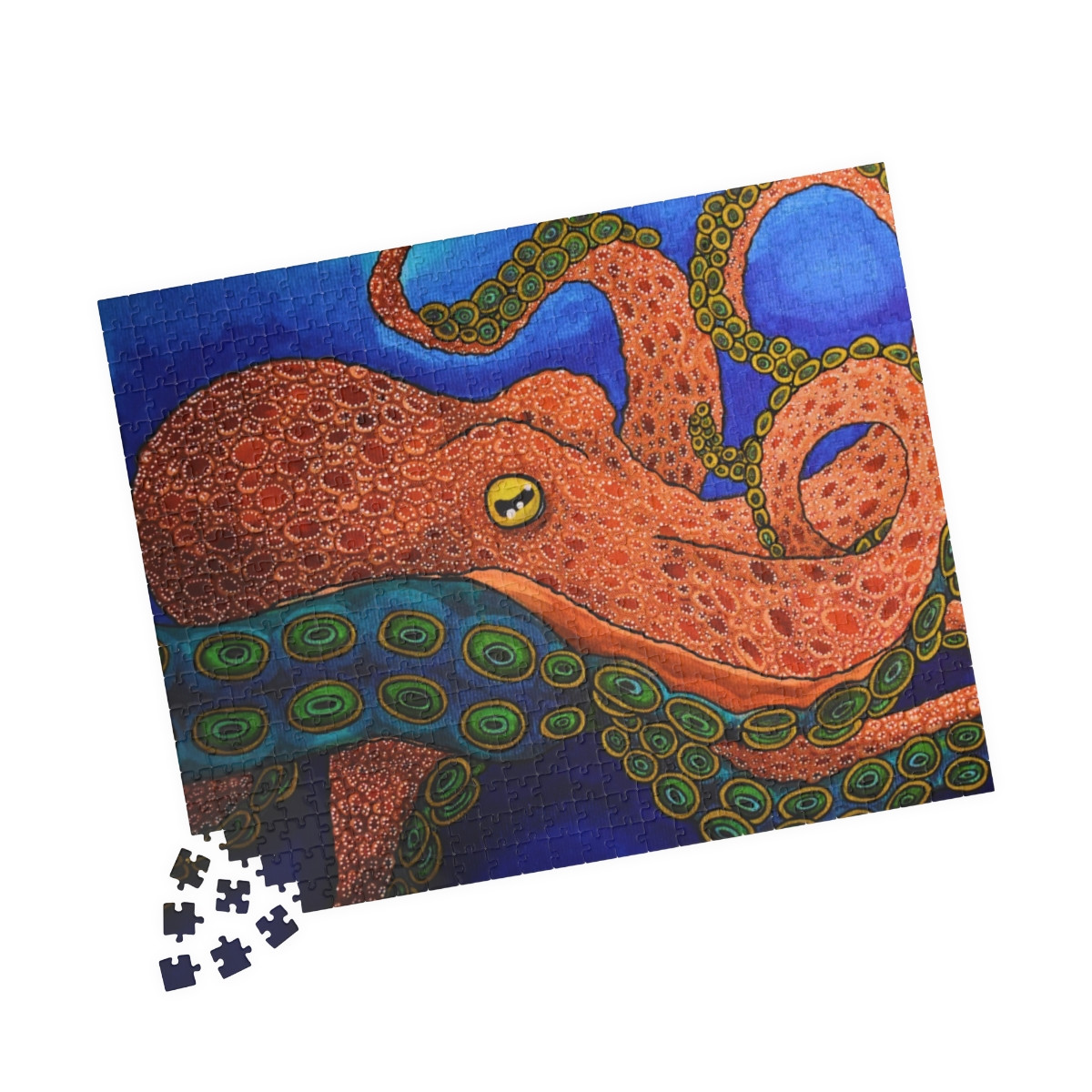 Vibrant Octopus Puzzle - 110, 252, 520 & 1014-Piece Options - Perfect for Family Game Night and Marine Art Lovers