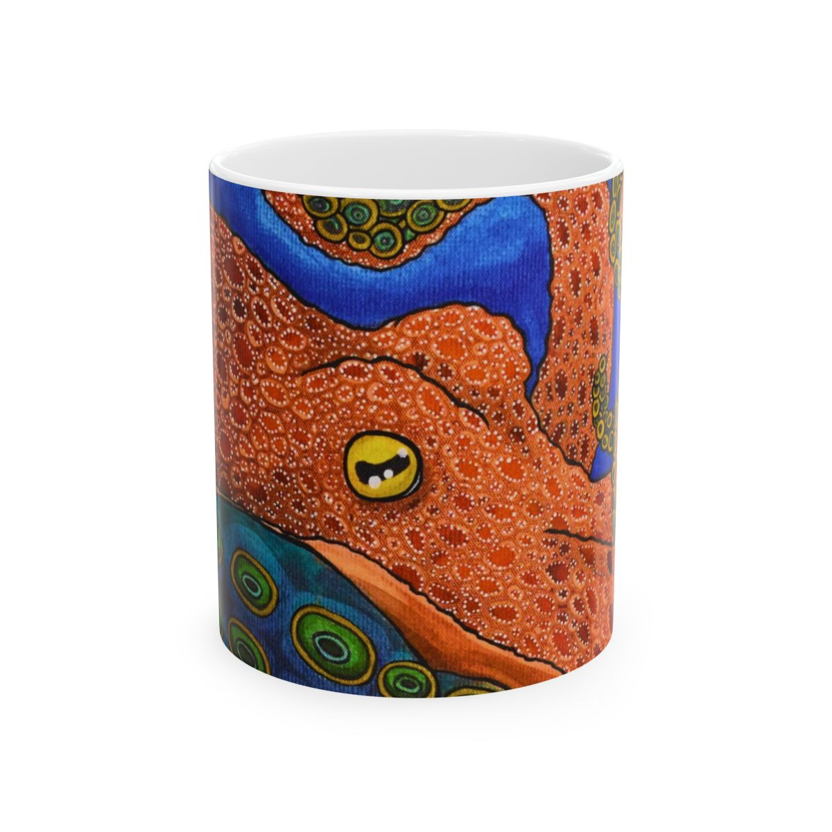 Vibrant Octopus Ceramic Mug -  11oz / 15oz sizes - Coffee Cup for Ocean Lovers