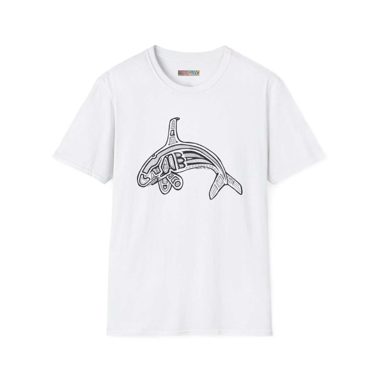 Pacific Northwest Orca Whale Line Art Unisex Softstyle T-Shirt - XS-5XL sizes - Ocean Lover Gift