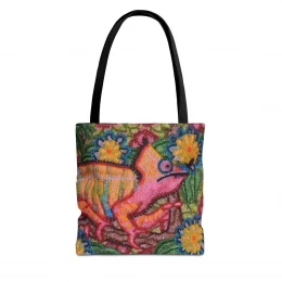 Curious Chameleon Tote Bag - 13x13", 16x16", 18x18" sizes - Perfect for Eco-Friendly Shoppers