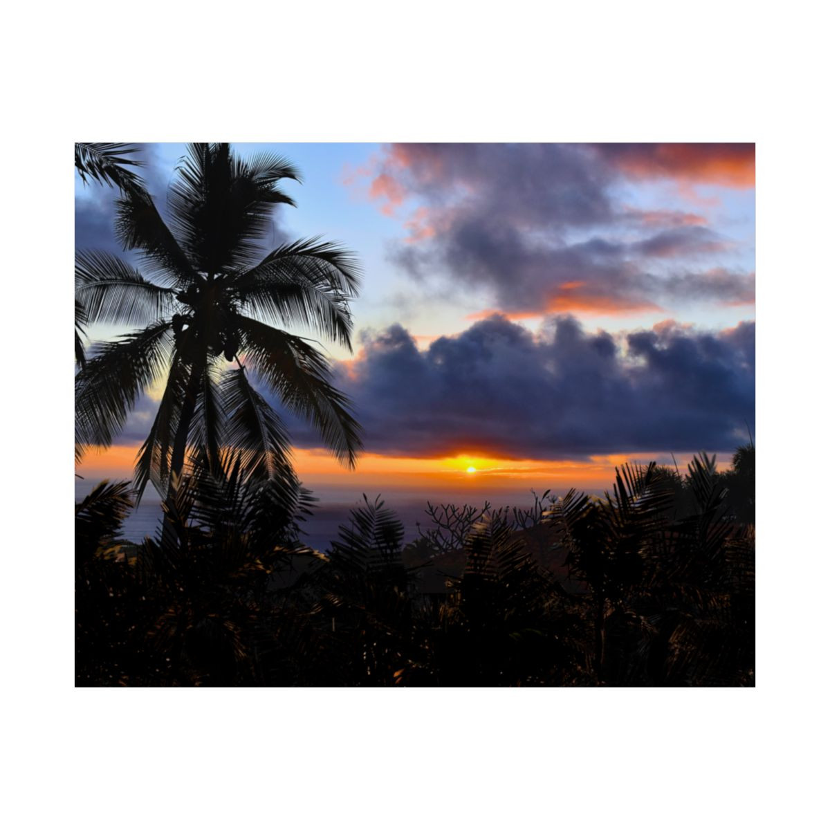 Blue Hawaiian Sunset with Areca Palms Poster - 10x8", 16x12", 20x16", 24x18", 23x20", 36x24" sizes – Serenity for Your Space