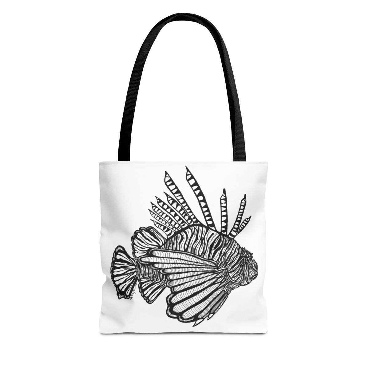 Lionfish Line Art Tote Bag - 13x13", 16x16", 18x18" sizes - Perfect for Ocean Lovers