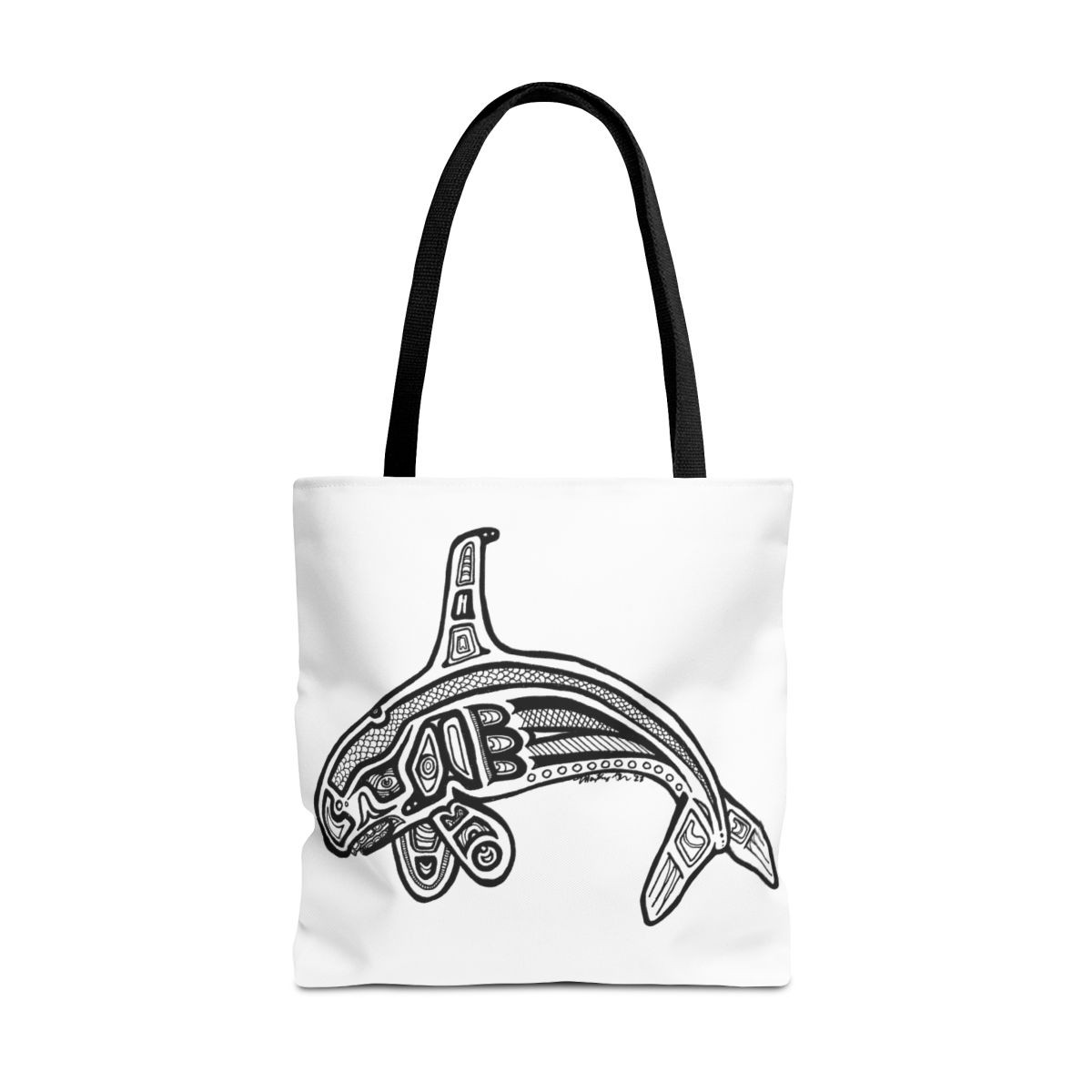 Pacific Northwest Orca Whale Line Art Tote Bag - 13x13", 16x16", 18x18" sizes - Eco-Friendly & Stylish for Beach Lovers