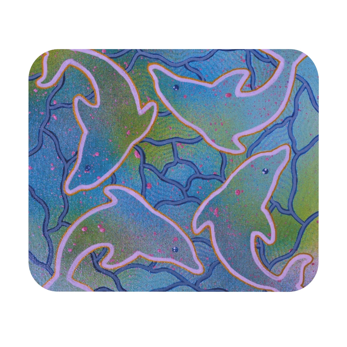 Four Dolphins Mouse Pad - 9x8" size - Colorful Ocean Design for Office and Home