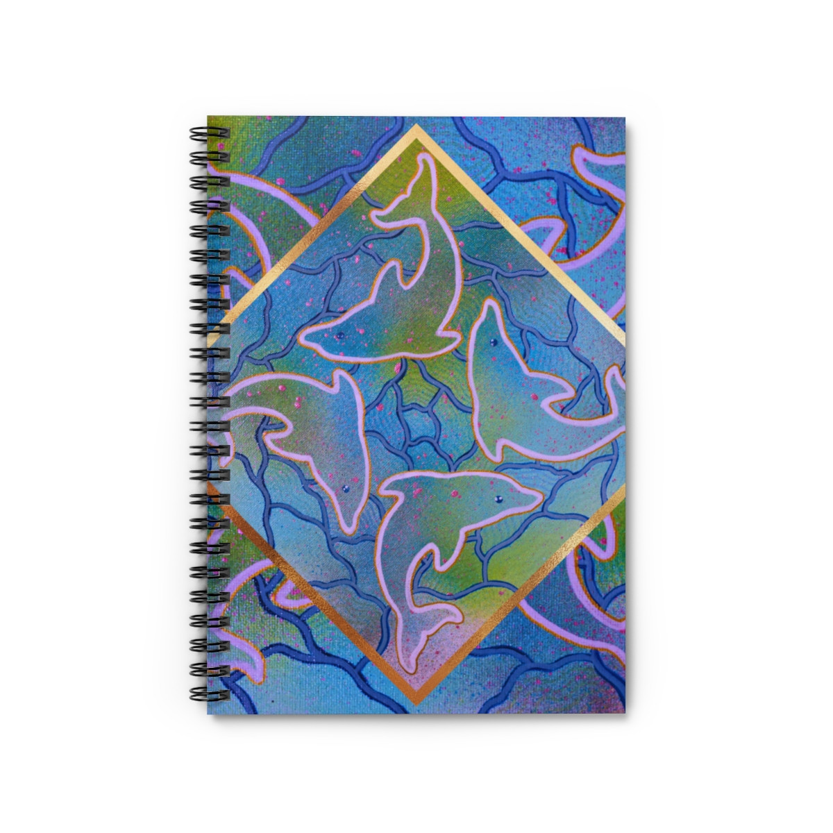 Four Dolphins Spiral Notebook - 6x8" size - Your Brain on Paper, With Dolphins!