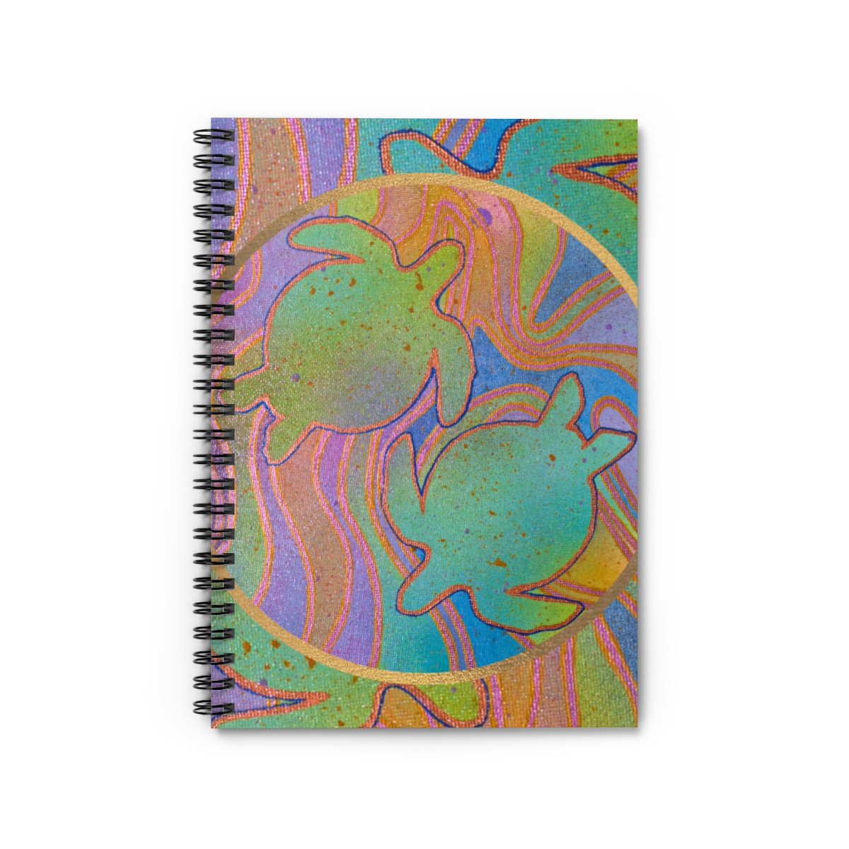 Psychedelic Turtles Spiral Notebook - 6x8" size - Perfect for Nature Lovers