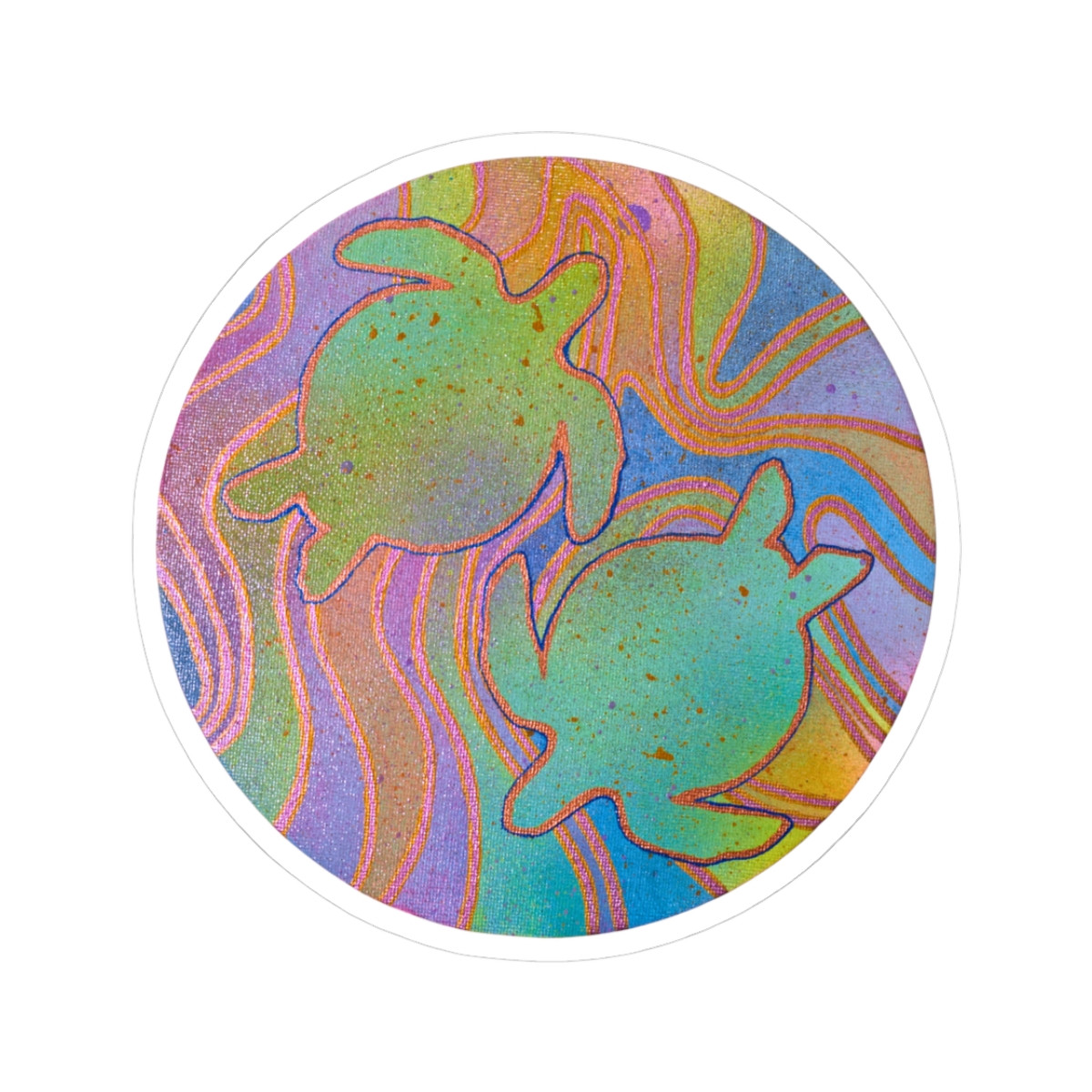 Psychedelic Turtles Kiss-Cut Stickers - 2x2", 3x3", 4x4", 6x6" sizes - Vibrant Ocean Vibes for Laptop and Decor