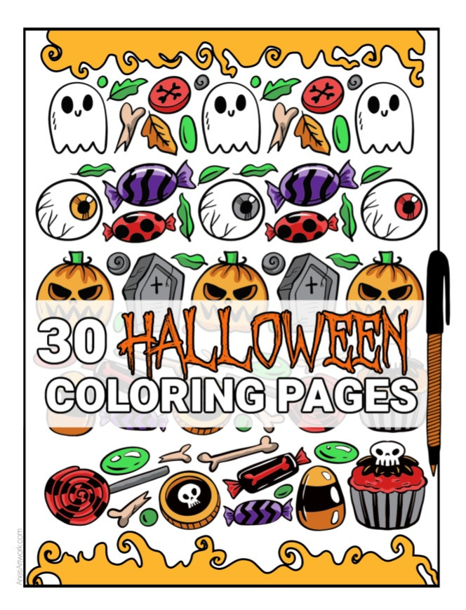 30 Printable Halloween Coloring Pages - Digital Download