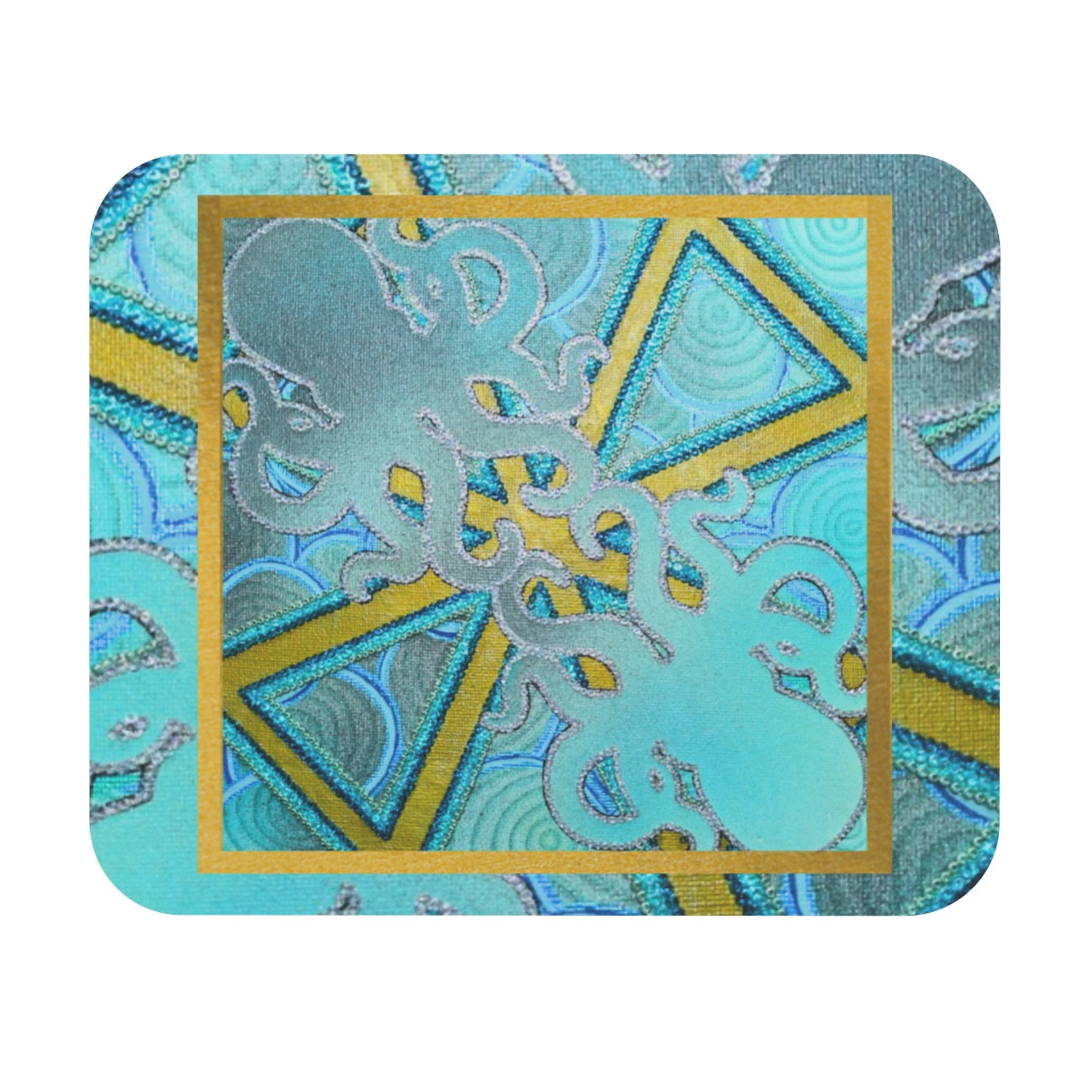Teal Tentacle Tandem Octopus Mouse Pad - 9x8" size - Ocean Desk Accessory for Creative Spaces