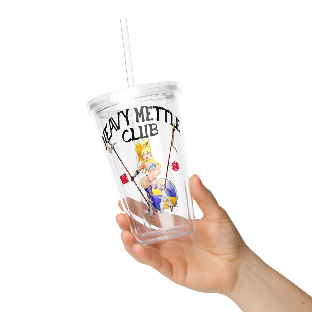 HEAVY METTLE CLUB Clear plastic tumbler