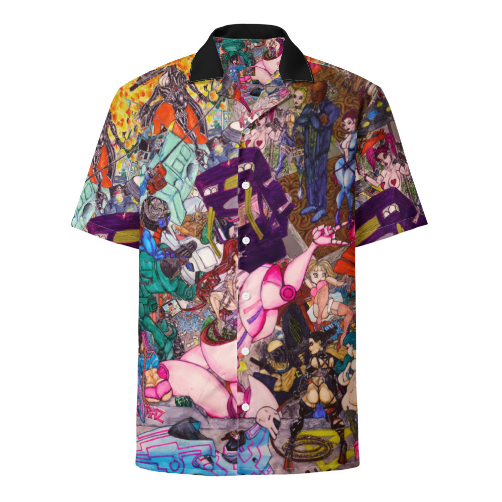 CYBERPUNK ART SHOW CELEBRATION (RIGHT TO LEFT) button shirt