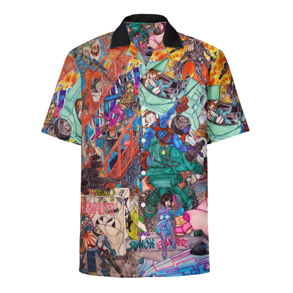 CYBERPUNK ART SHOW CELEBRATION (LEFT TO RIGHT) button shirt