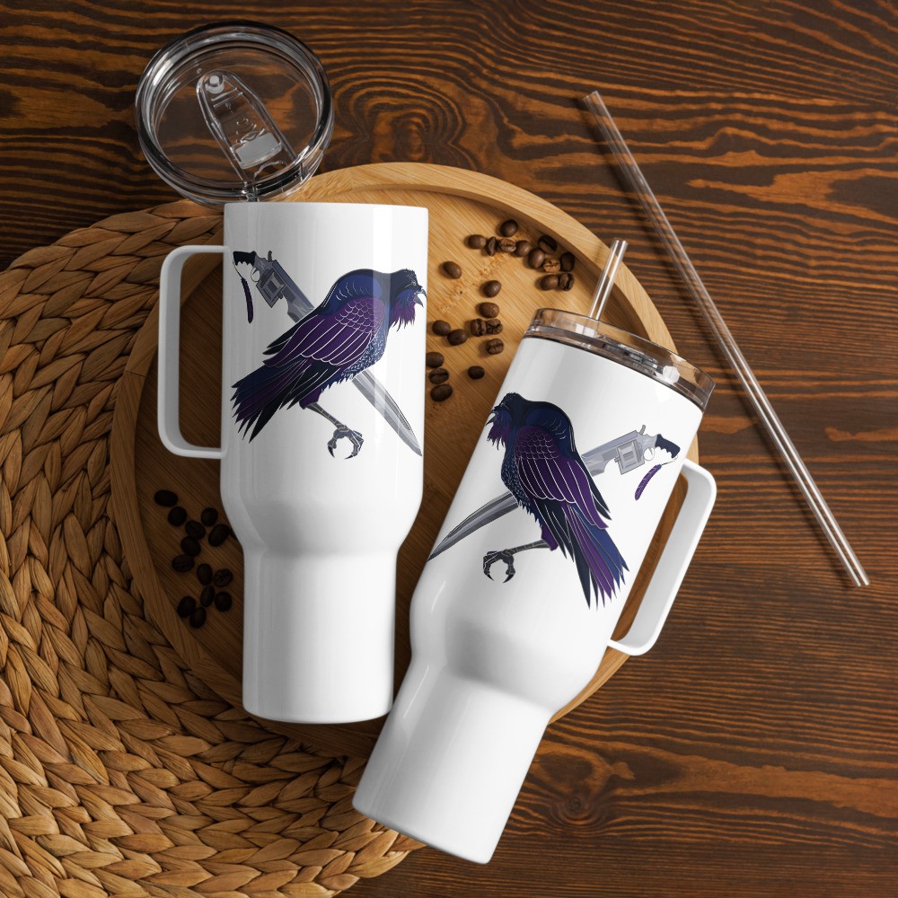 RAVEN EMBLEM Travel mug with a handle