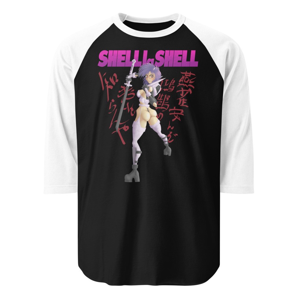 Shell la Shell Parody 3/4 sleeve raglan shirt