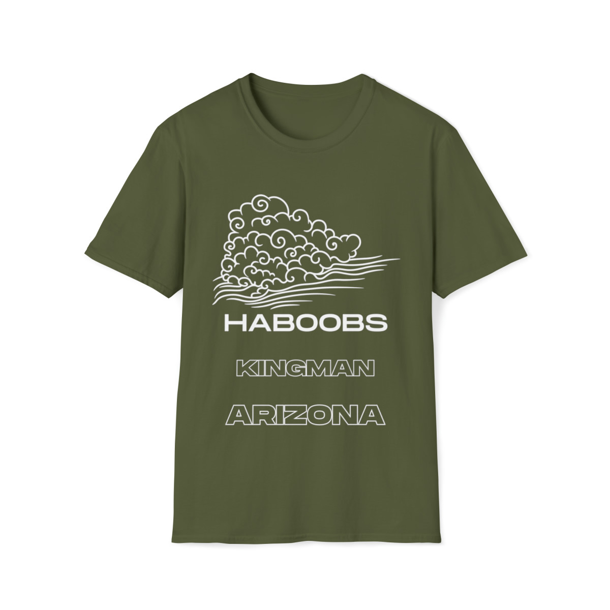 Kingman Arizona HaBoobs Unisex Softstyle T-Shirt (white print color)