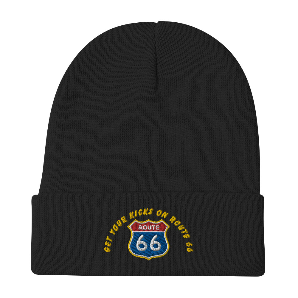 Get Your Kicks On Route 66 Embroidered Beanie