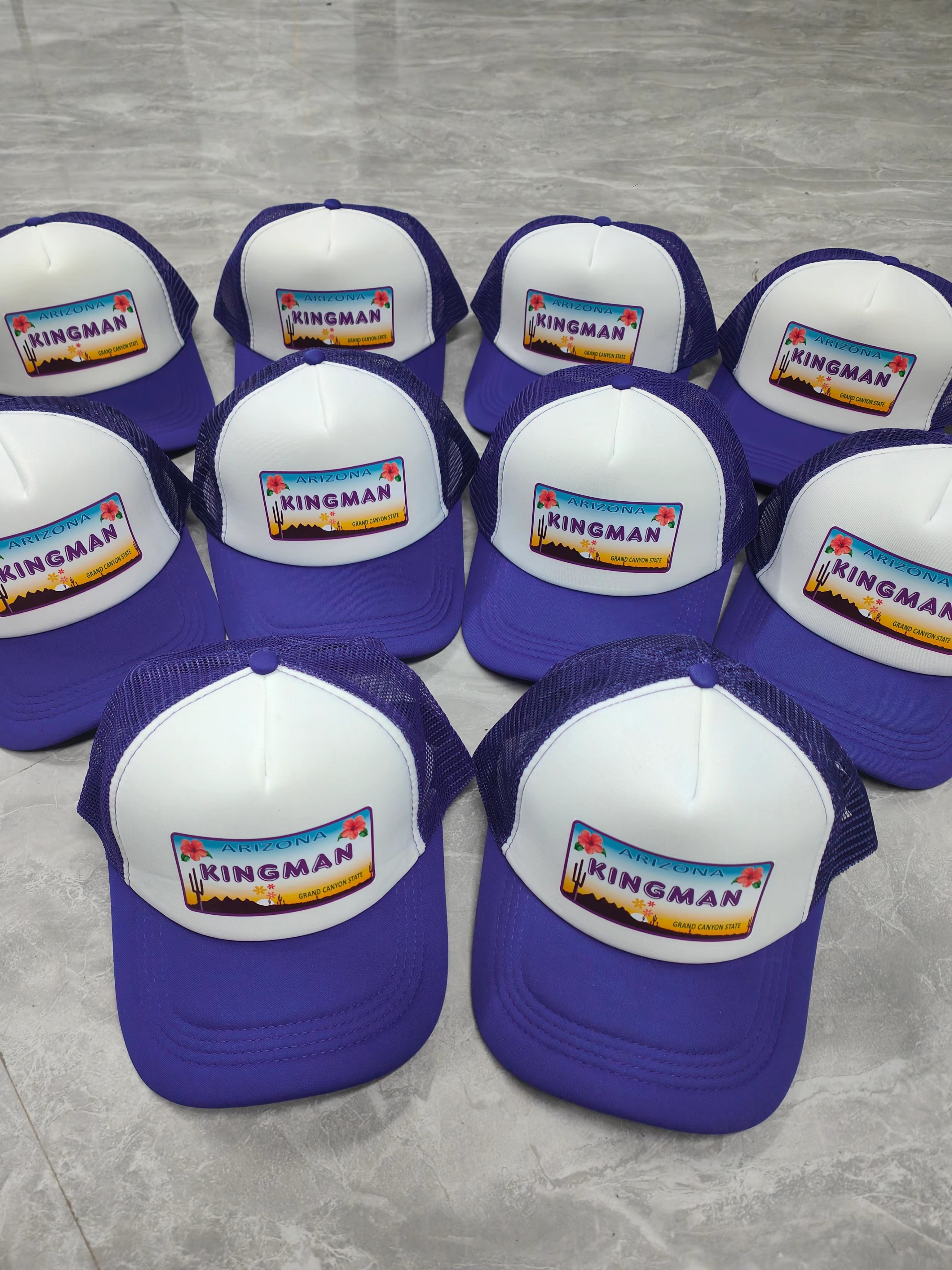 Kingman Arizona License Plate Purple Foam Hat