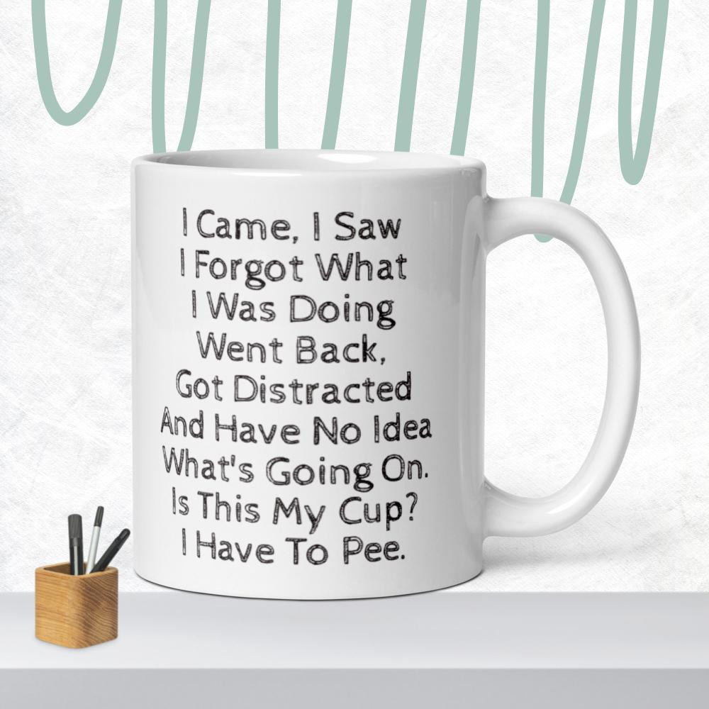 White forgetful mug