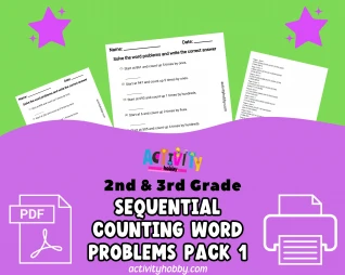 2nd & 3rd Grade - Sequential Counting Word Problems Pack 1