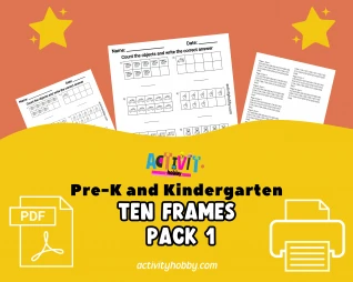 Pre-K & Kindergarten - Ten Frames Worksheet Pack 1